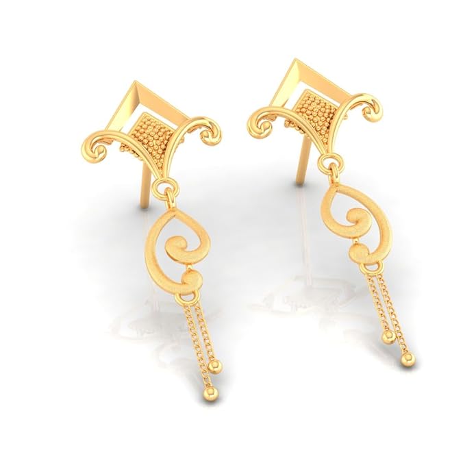 Gold Drop Earrings With Geometric Design