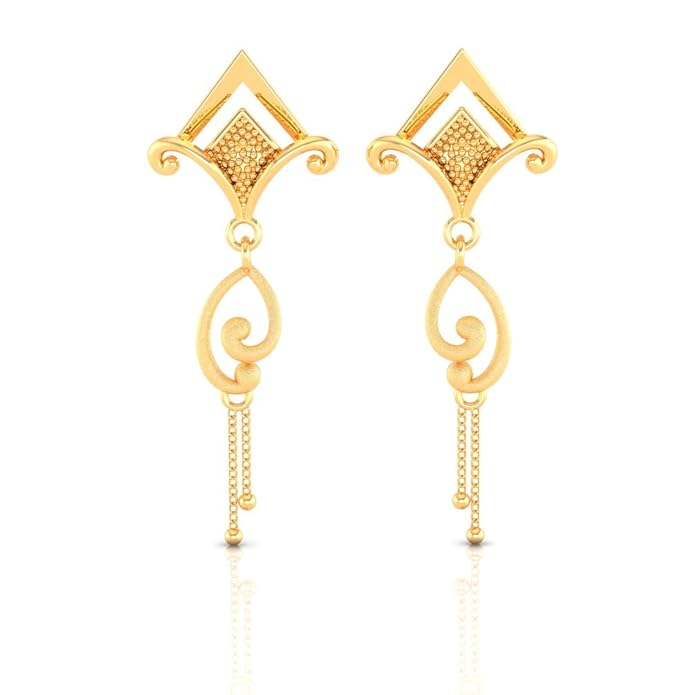 Gold Drop Earrings With Geometric Design