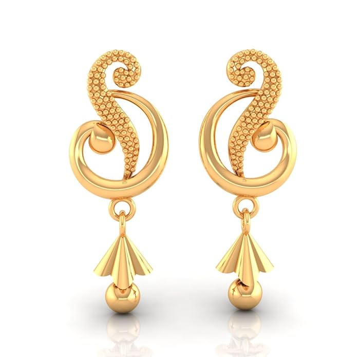 Dangle Drop Earrings With Swirl Design And Cone-shaped Drop