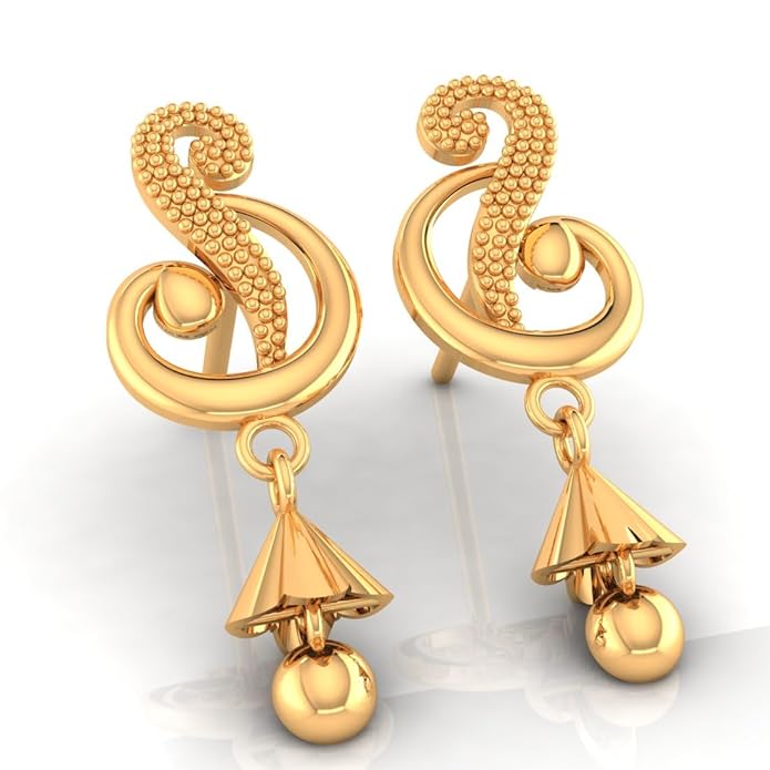 Dangle Drop Earrings With Swirl Design And Cone-shaped Drop