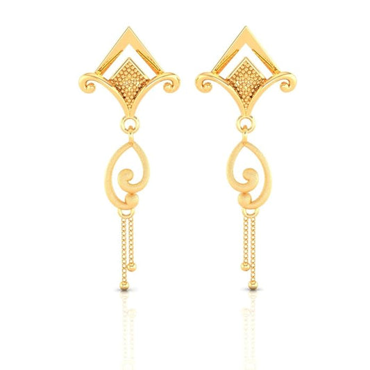 Gold Drop Earrings With Geometric Design