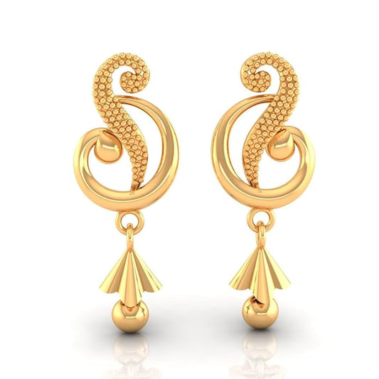 Dangle Drop Earrings With Swirl Design And Cone-shaped Drop